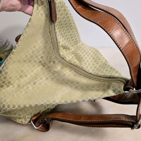 Nine West Light Green Canvas Backpack Y2K